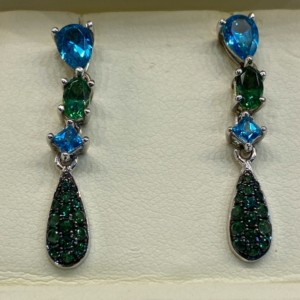 Earrings from Jared. WOW! Topaz and Emerald Dangle Earrings.
